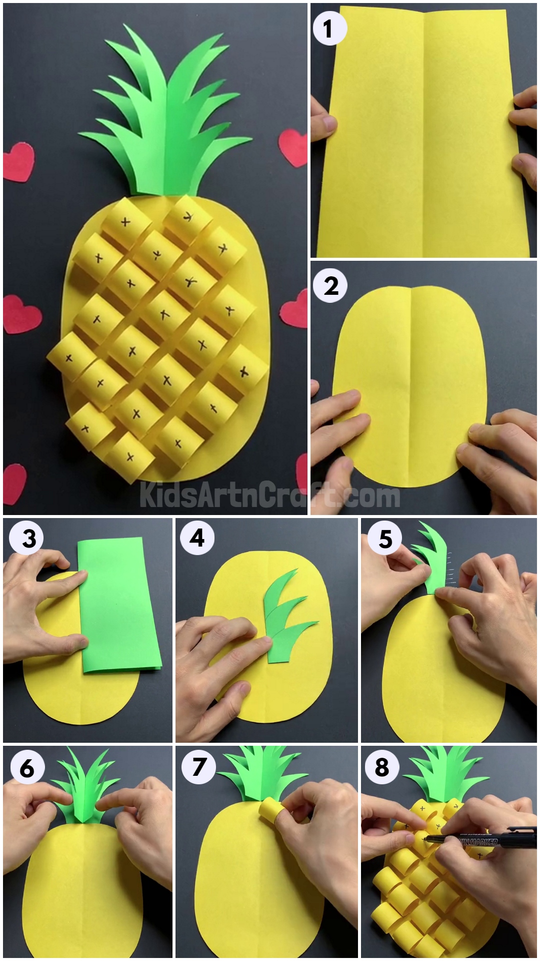 How to Make 3D Paper Pineapple Craft for Kids