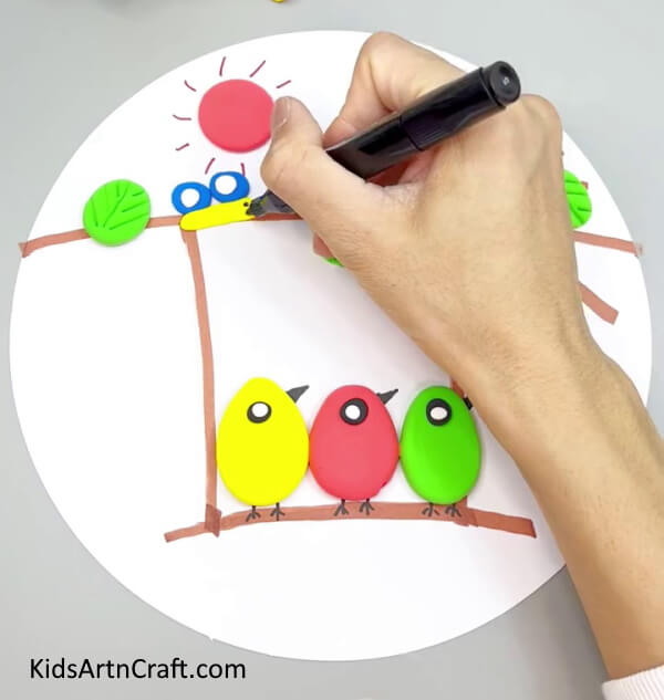 Drawing Caterpillar's Eyes - Endearing Clay Bird Creations Kids Can Do At Home