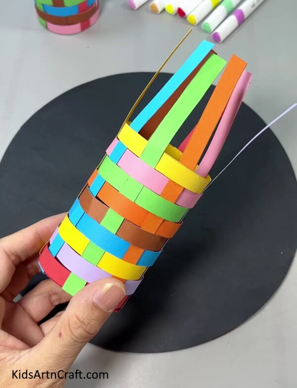 Inserting More Paper Strips Circles - Assembling a Paper Strip Pen & Pencil Holder