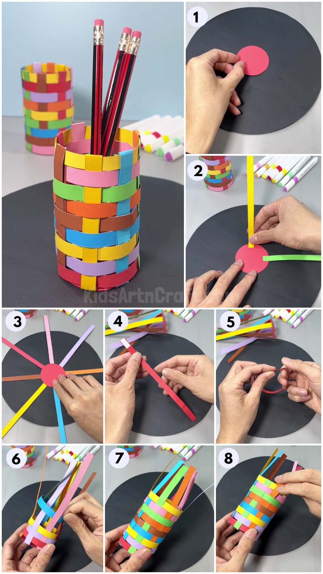  How to make a Pen Pencil Holder Craft Using Paper Strips