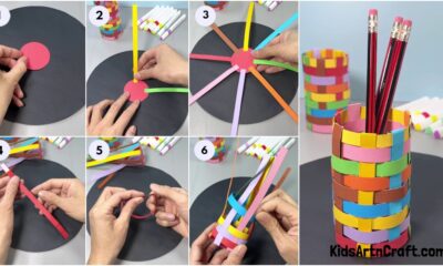 How to make a Pen Pencil Holder Craft Using Paper Strips