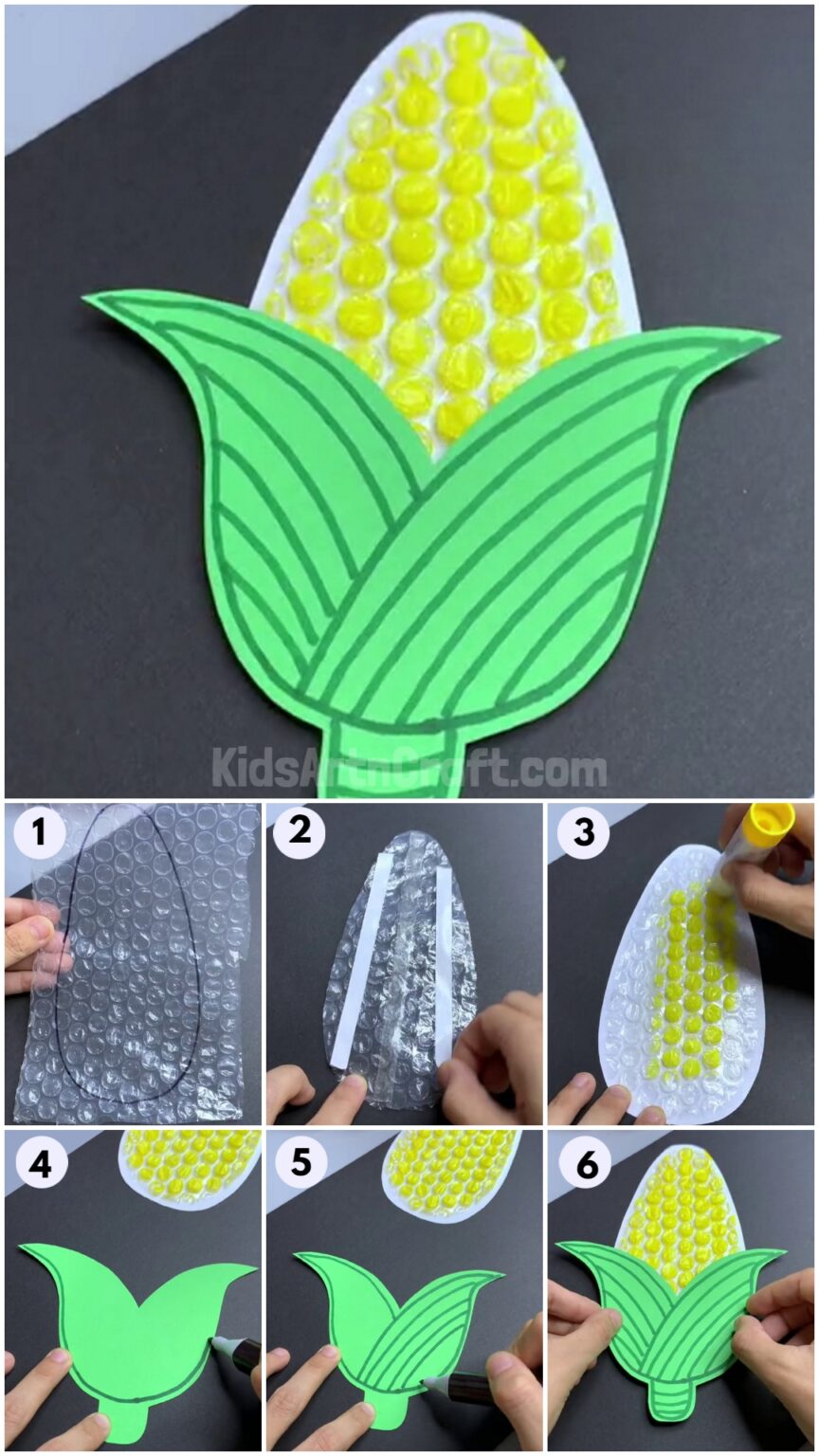 How to Make Bubble Wrap Corn Craft Easy Tutorial Kids Art & Craft