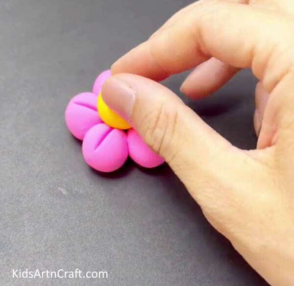 Making Yellow Clay Ball - Simple Steps to Form Flowers from Clay for Children 