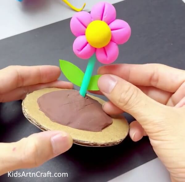 Attaching Leaves To The Straw - Follow this Tutorial to Create Clay Flowers for Kids 