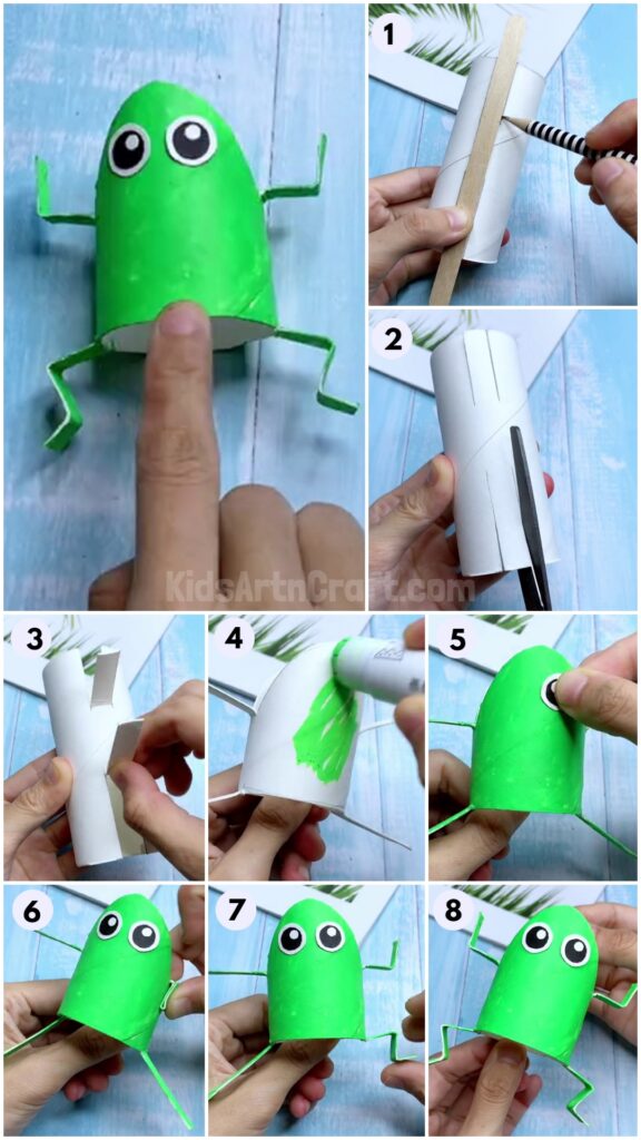 How to Make Frog by Toilet Paper Roll StepbyStep Tutorial Kids Art