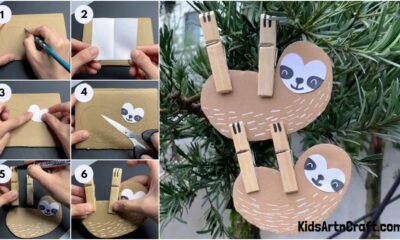 How To Make Hanging Monkey Animal Easy Tutorial for kids Using Cardboard & Clothespins