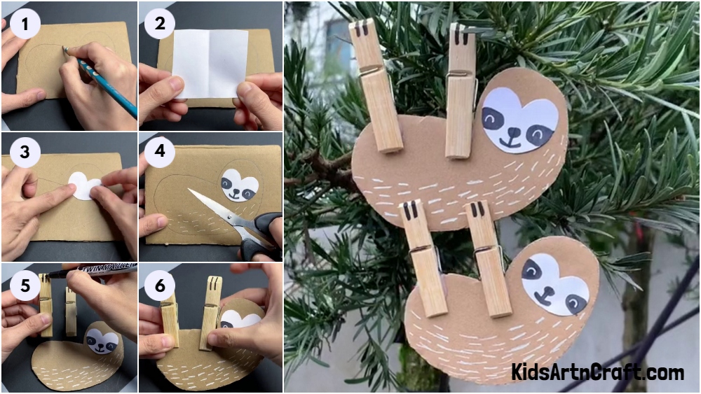 How To Make Hanging Monkey Animal Easy Tutorial for kids Using Cardboard & Clothespins