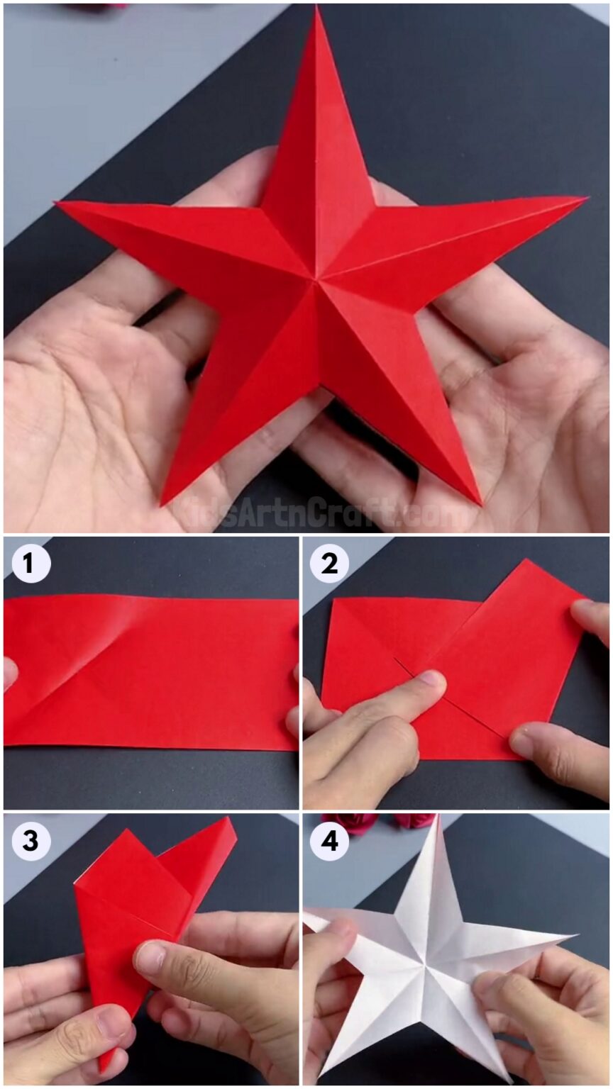 How to Make Origami Paper Star Tutorial Kids Art & Craft