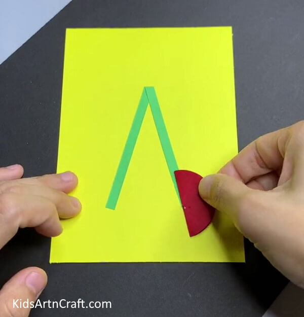 Pasting Folded Circle - A Fun and Easy Paper Craft: Cherries on a Card