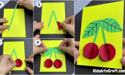 How to make Paper cherry Card crafts For Beginners