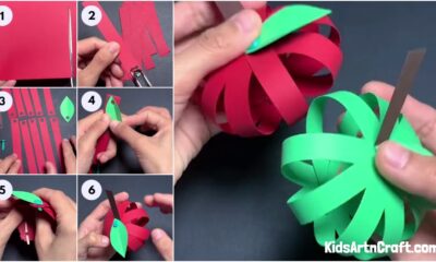 How to Make Paper Strip Apple Craft Tutorial for Kids