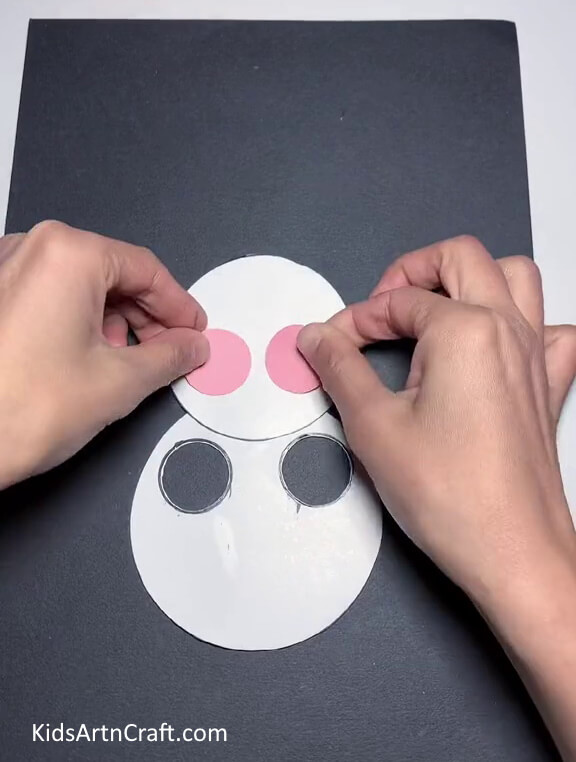 Pasting Two Pink Circles Making a paper bunny craft with no trouble