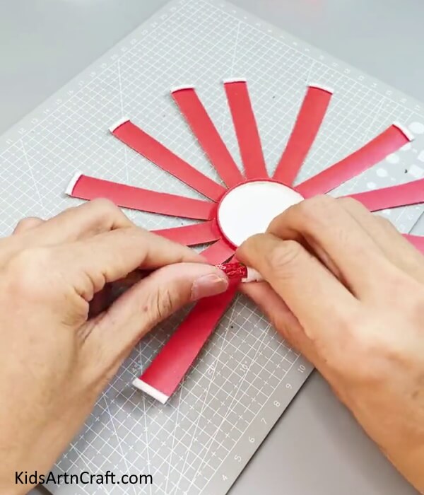 Cutting the Strips And Rolling Ends - Making a Sunflower with Upcycled Paper Cup