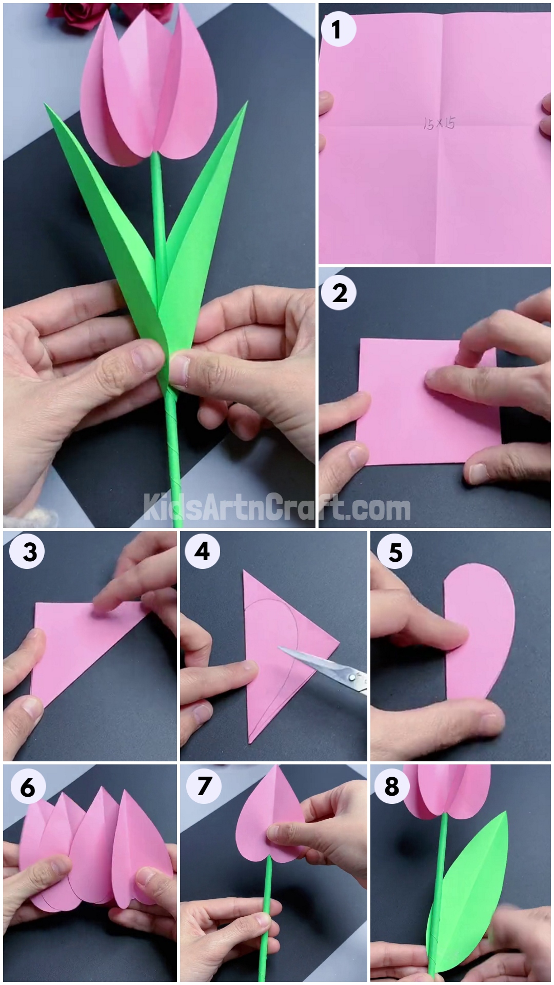 How To Make Tulip Flower Easy Paper Craft For Kids