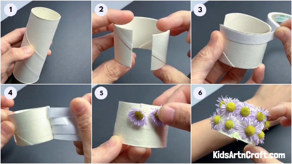 Learn To Make Cardboard Tube Flower Bracelet