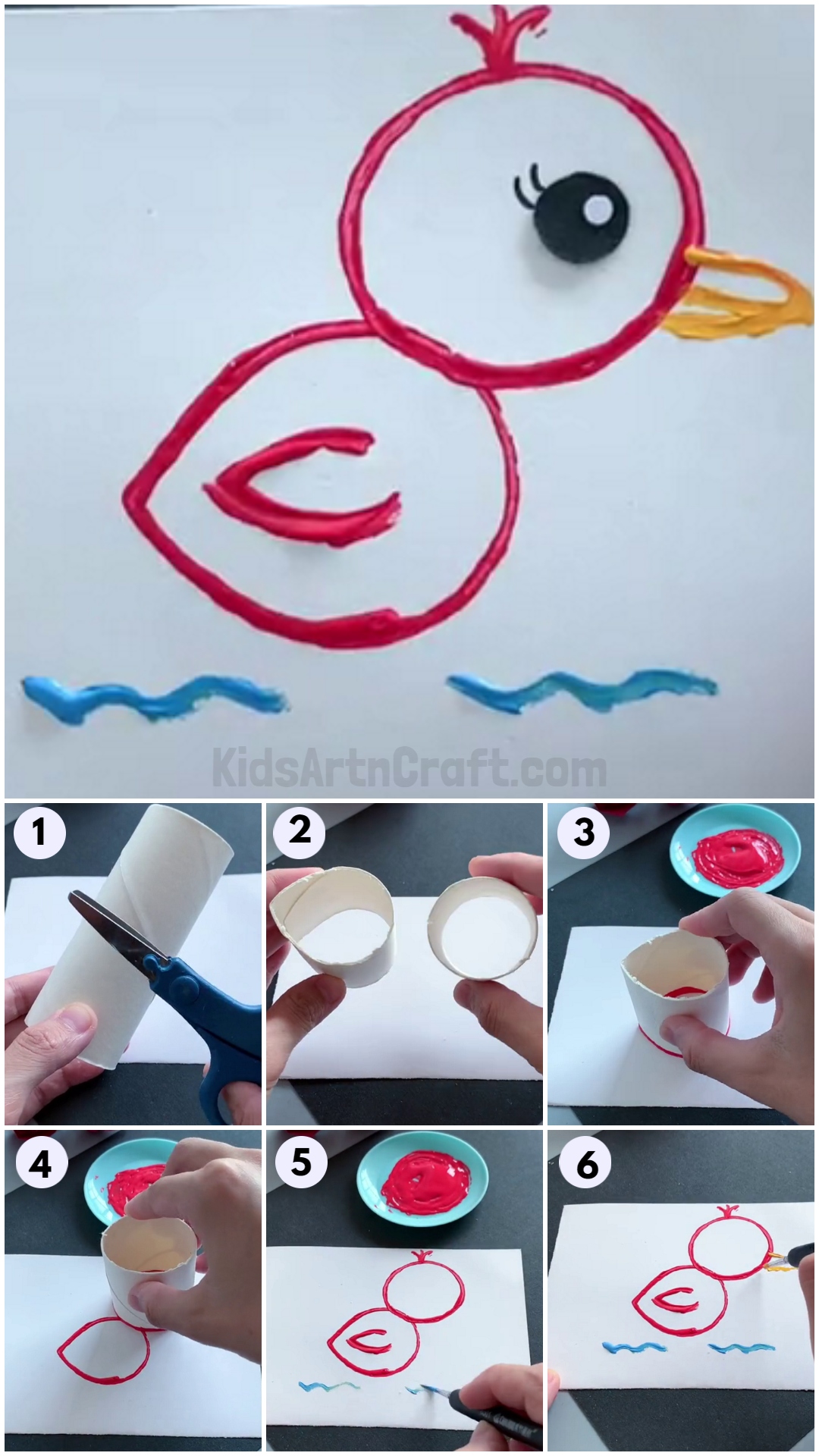 Learn To make Duck Artwork For Kids Using Watercolor & Toilet Paper Roll