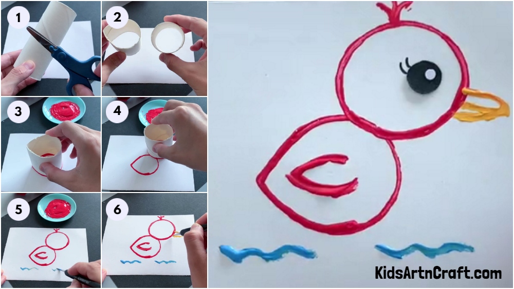 Learn To make Duck Artwork For Kids Using Watercolor & Toilet Paper Roll