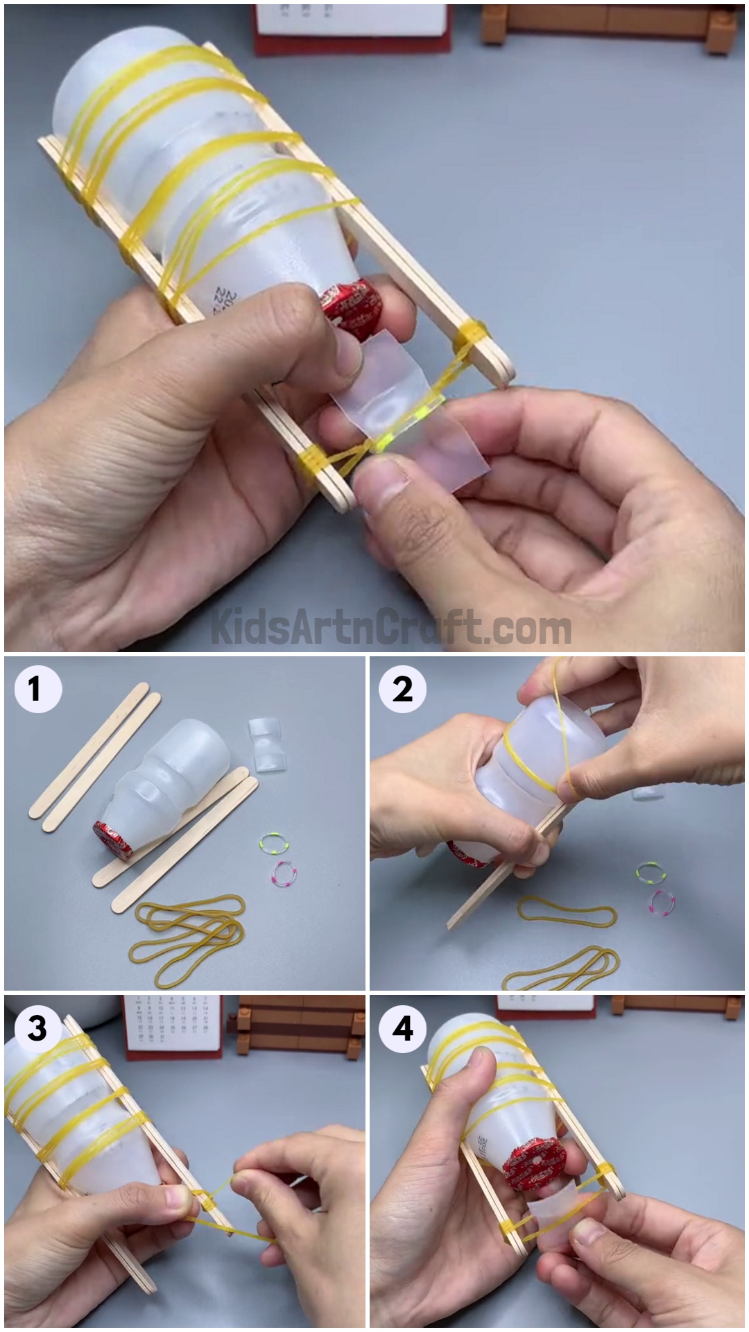 Learn to Make Rubber Band Boat Activity For Science Project Using Popsicle Sticks