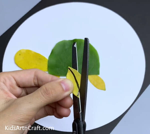 Cutting Yellow Leaf - Creating Turtles Out Of Leaves - A Piece Of Cake