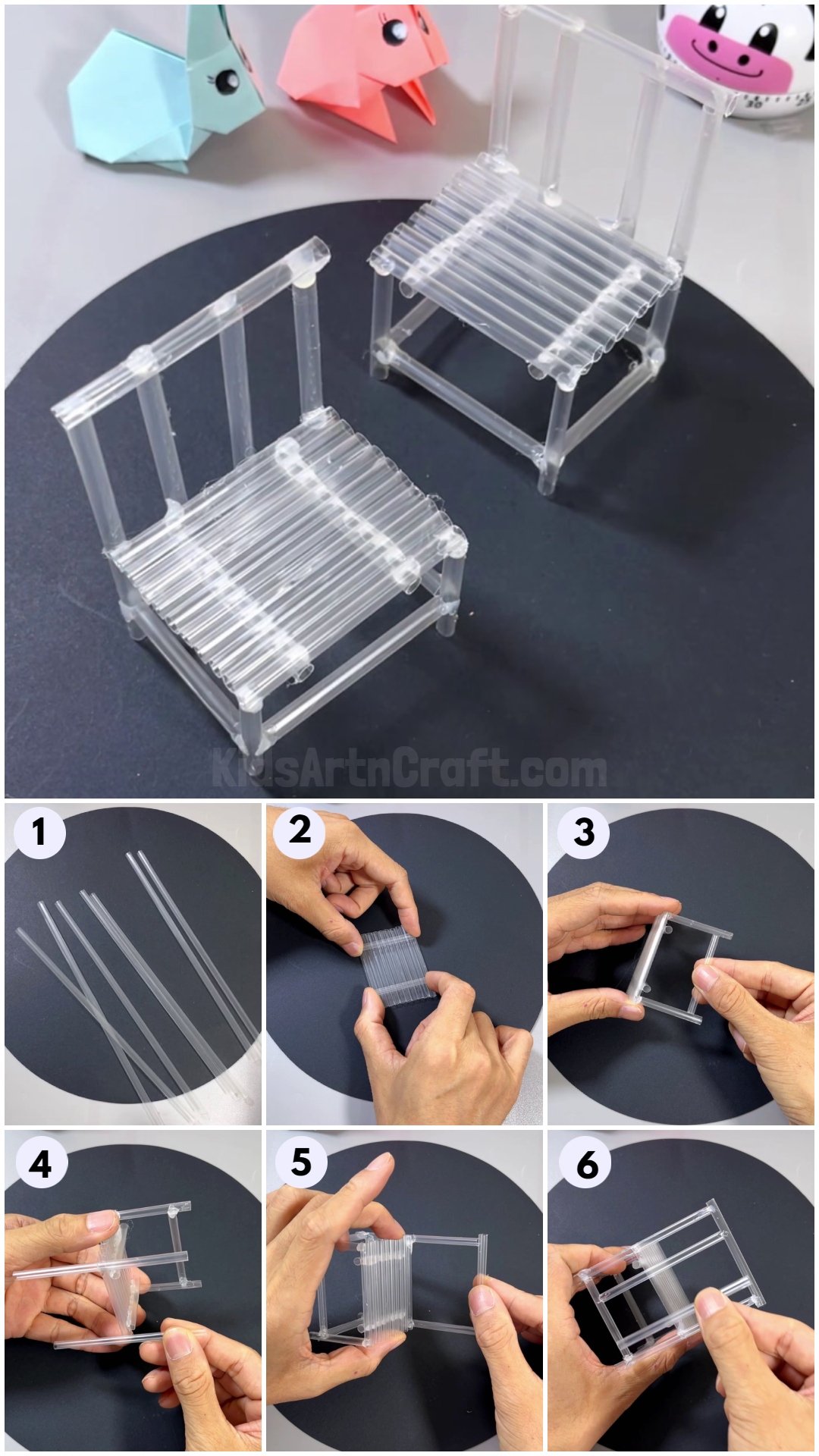 Miniature Chair and Table Using Drinking Straws