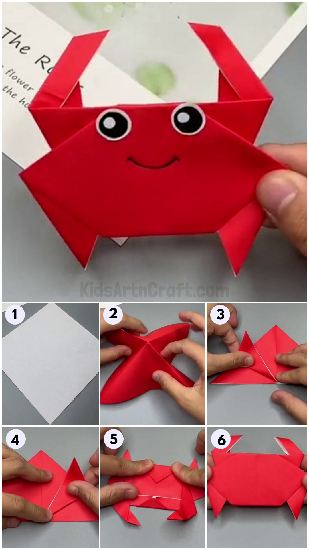 Origami Crab making Easy Tutorial for kids