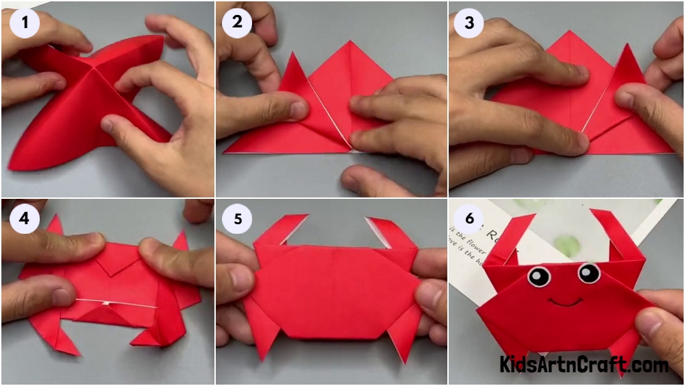 Origami Crab making Easy Tutorial for kids