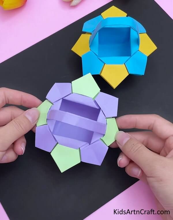 Origami Flower Basket Craft - Quick and easy origami designs for kids.