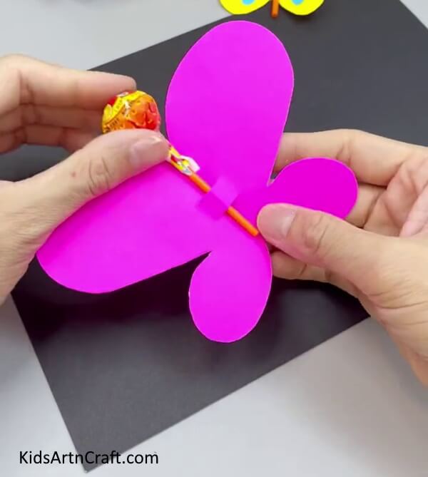 Inserting Lollipop Candy In Cut - Making a Paper Butterfly - Simple Directions for Children