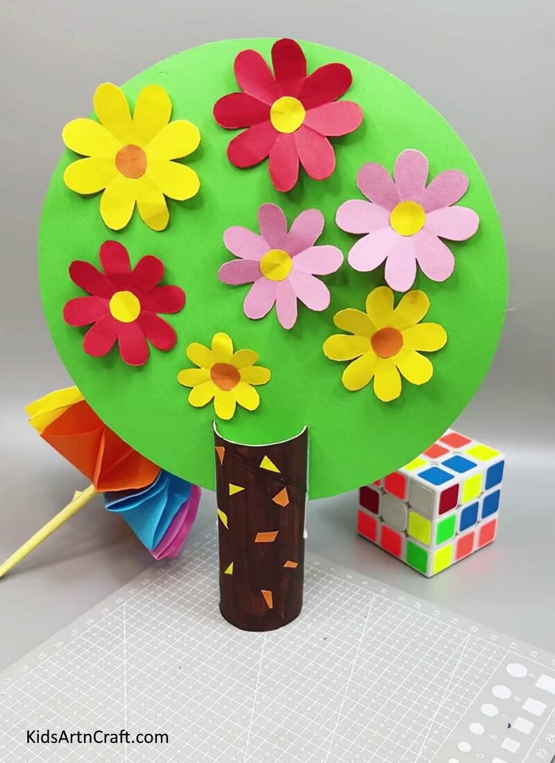 Your Paper Flower Tree Craft Is Ready! - Instructions for Children to Make a Paper Flower Tree