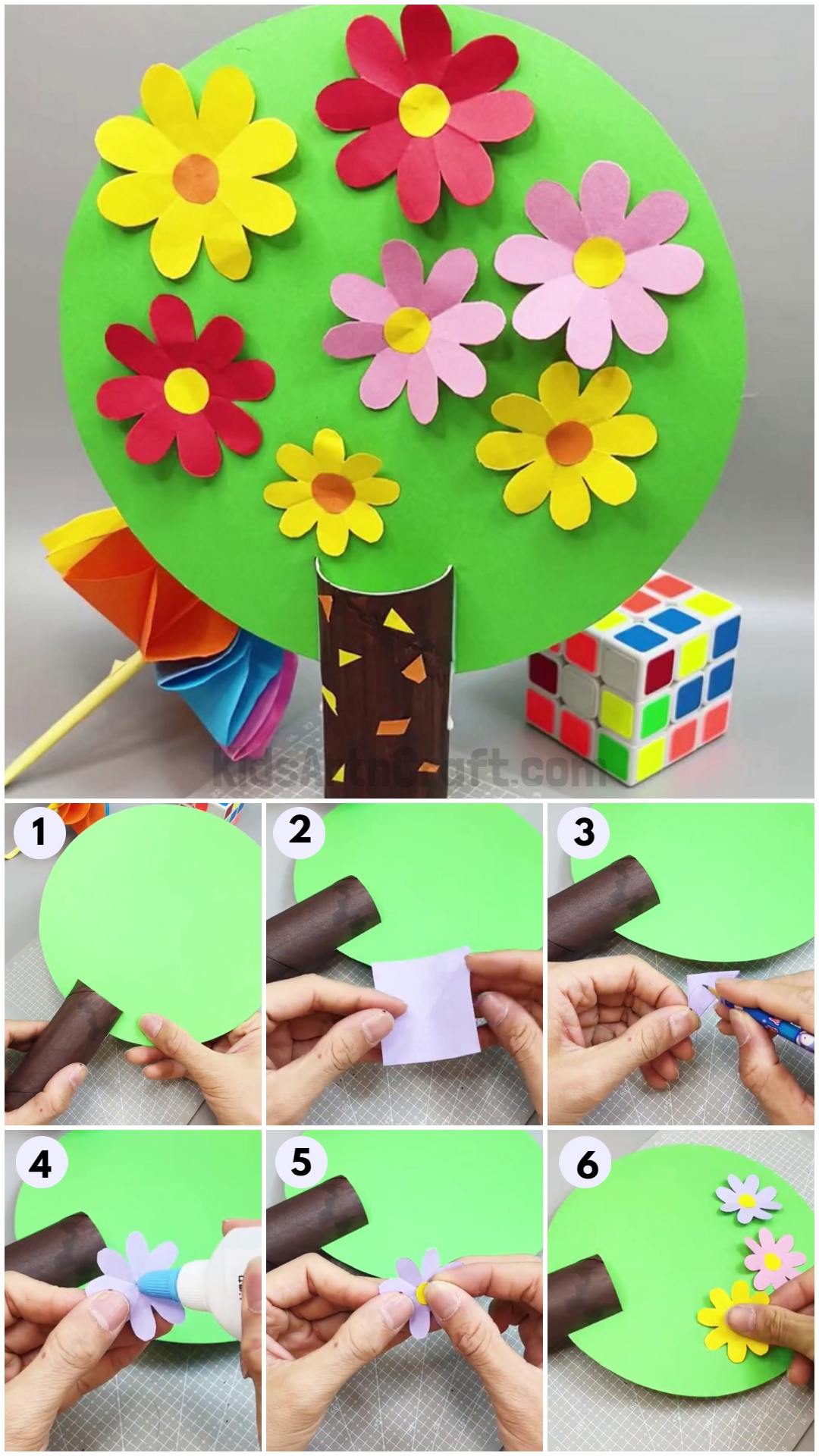 Paper Flower Tree Craft Step-by-Step Tutorials for Kids