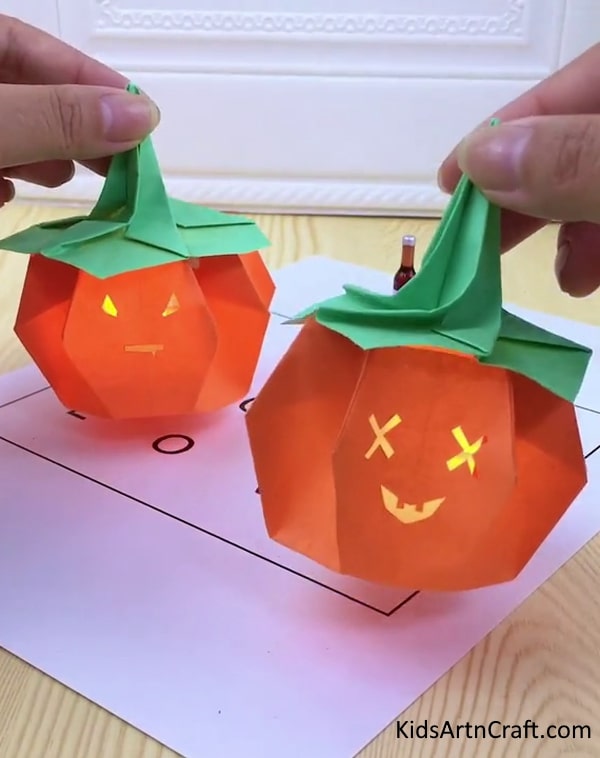 Inventive 3D art ideas that kids can make at home - Paper Pumpkin Lantern For Halloween