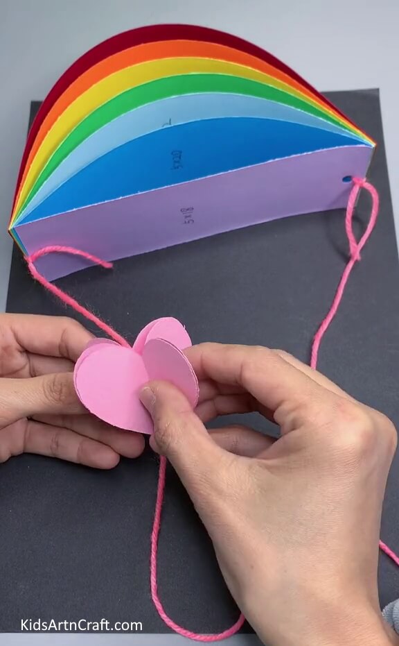 Making One More Double Heart -Make a Rainbow Cloud Using Paper Strips with This Tutorial