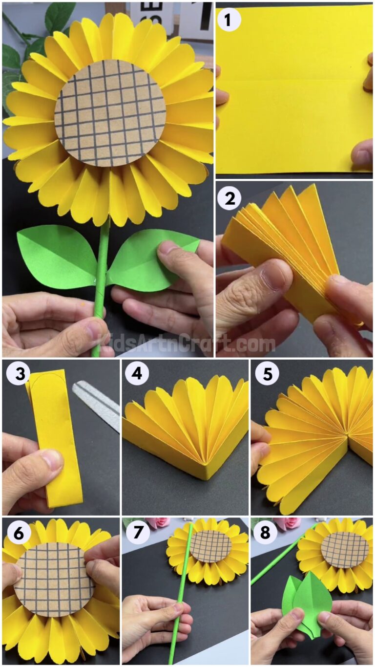 Paper Sunflower Craft Easy Tutorial for Kids Kids Art & Craft