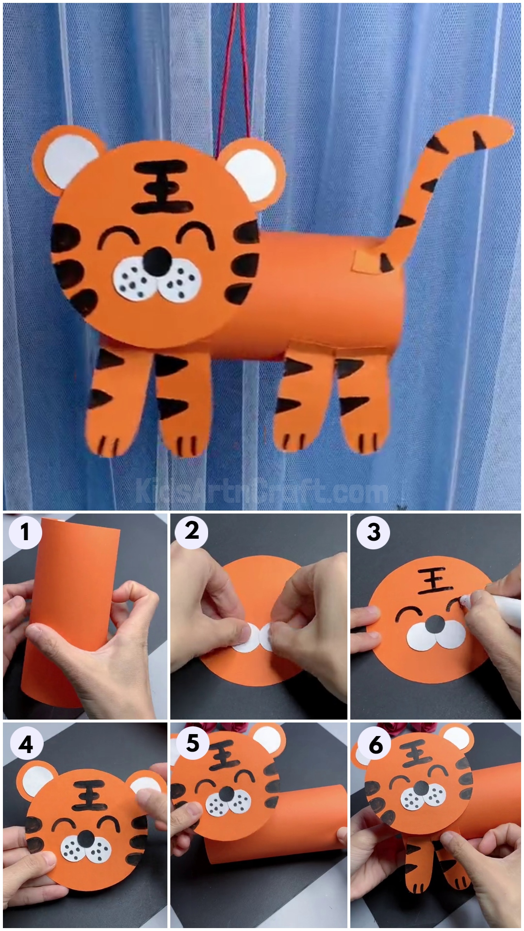 Paper Tiger Craft Step by Step Tutorials for Kids