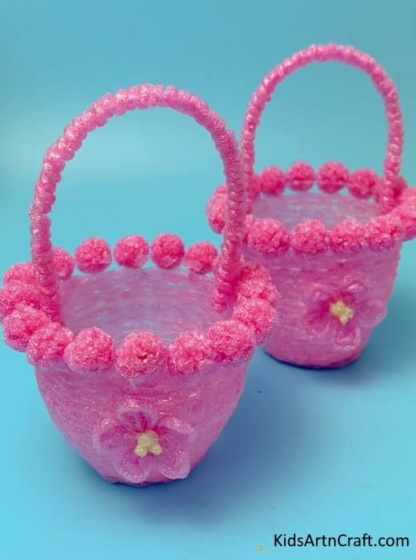 Pink Basket Craft Idea Using Foam For Kids - Home-Constructed Projects Employing Foam For Little Ones 