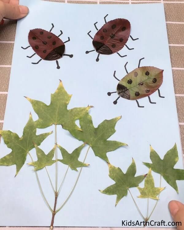 Recycled  Beetles Art And Craft With Leaf - Ideas For Leaf Crafting
