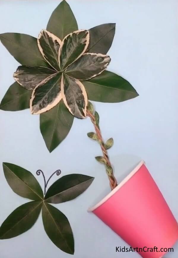 Recycled Leaf Flower And Butterfly Craft For Kids - Easy Craft To Make With Leaves
