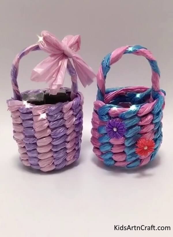 Recycled Polybag Cute Basket Craft For Kids