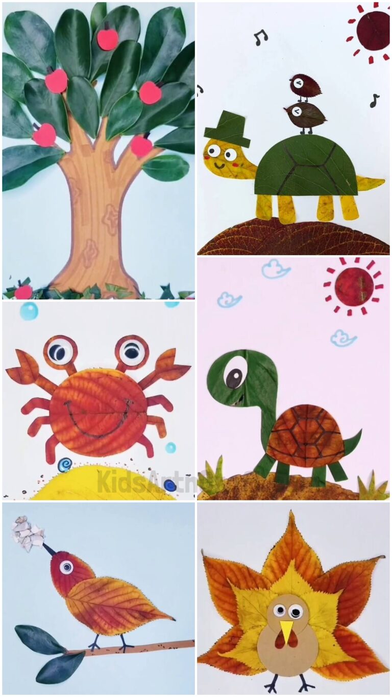Simple Craft Ideas and Activities Using Leaf for Kids - Kids Art & Craft
