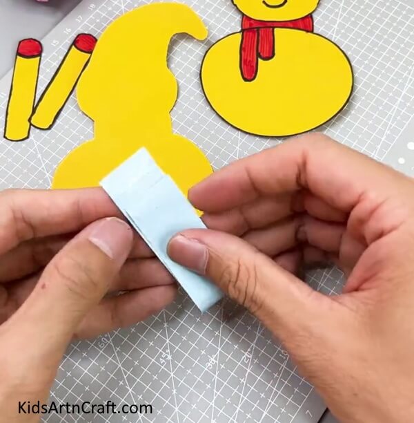 Making A Blue Rectangular Strip -Step-by-step tutorial for kids to make a paper snowman