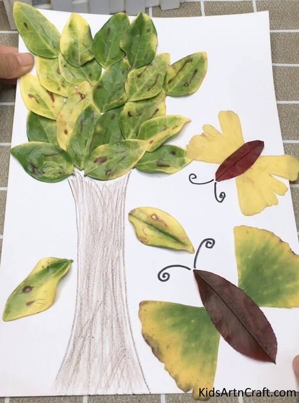 Simple To Make Recycled Tree And Butterfly Art & Craft For Kids - Crafting Leaves - A Cinch