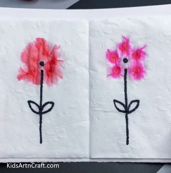 Simple Flower Art Using Tissue Paper For Kids