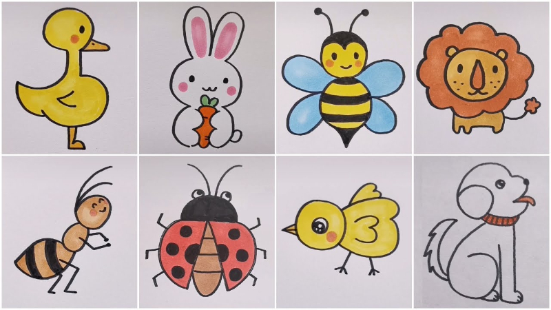 To Make Simple Animal Drawing At Home Video Tutorial for Kids