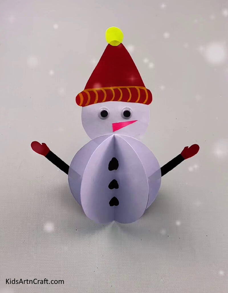 Your Paper Snowman Craft Is Ready- A Simple 3D Snowman Paper Craft Tutorial For Kids