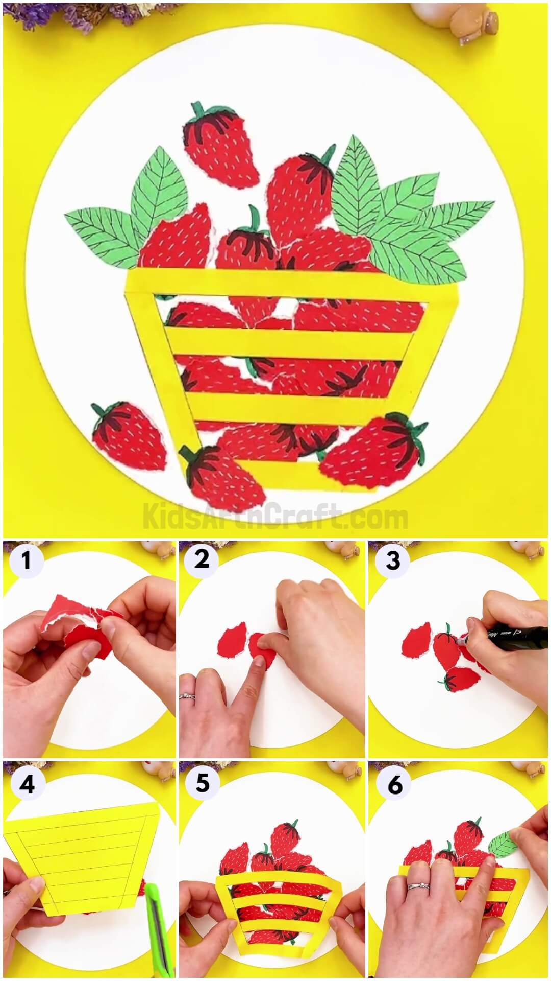 Juicy Strawberry Basket Craft Idea For Kids