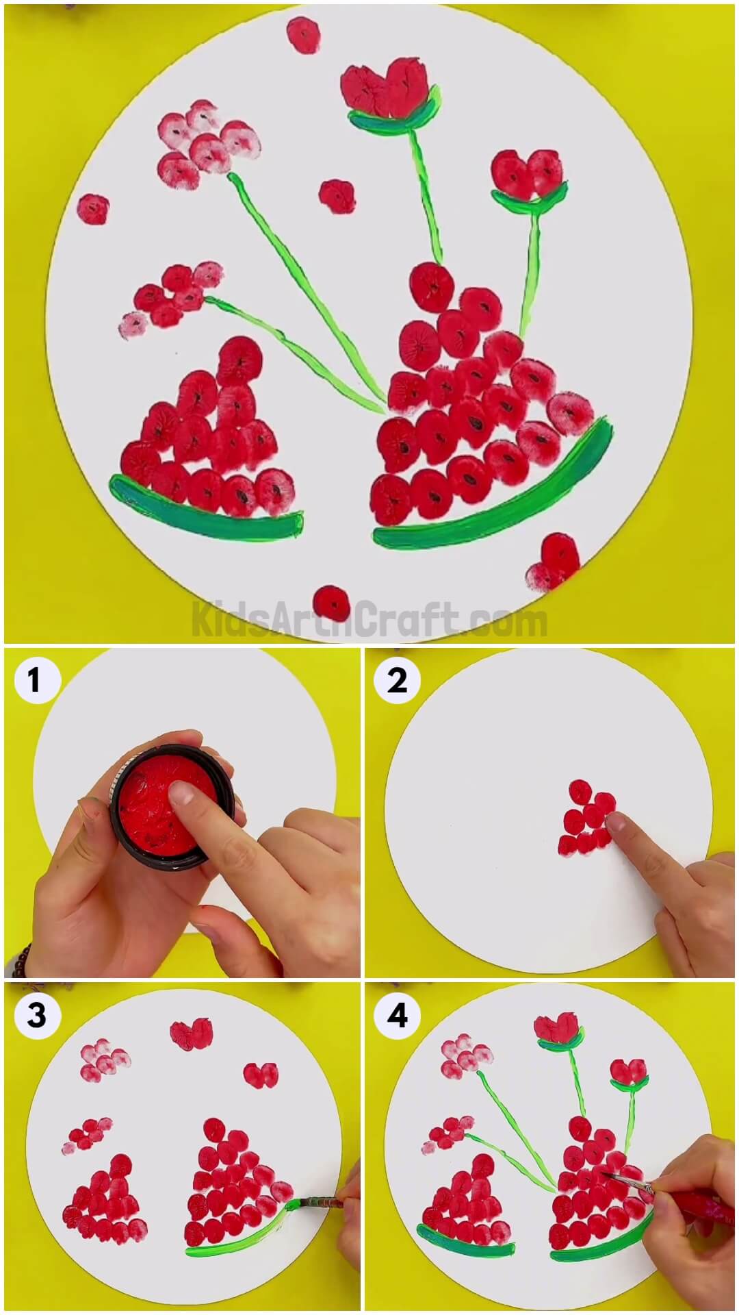 How To Make Finger Impression Watermelon Painting For Kids