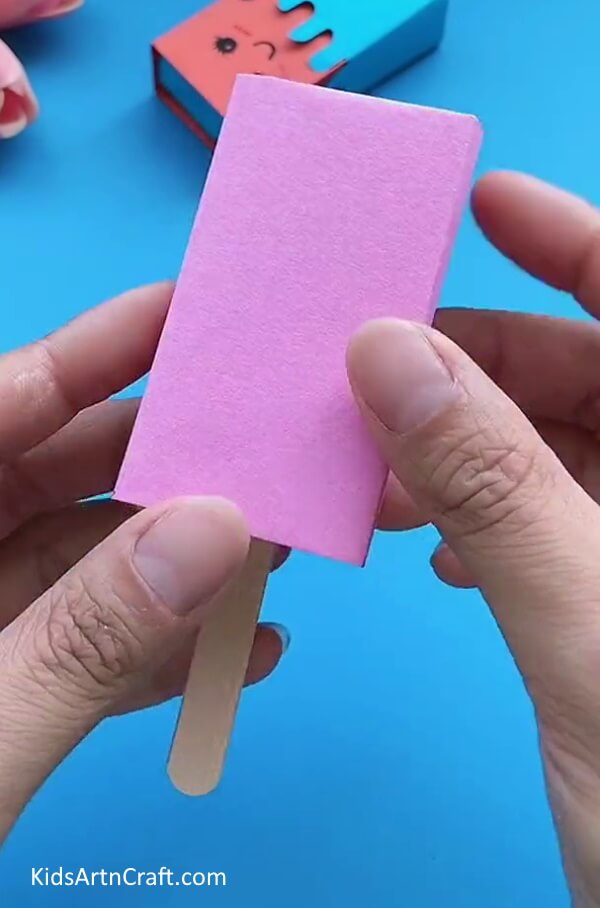 Wrap The Pink Craft Paper Fully-A User-Friendly Tutorial For Kids To Create Ice Cream Box Crafts 