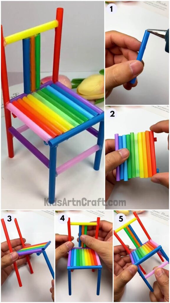 Rainbow Straw Chair Craft Tutorial For Beginners Kids Art & Craft
