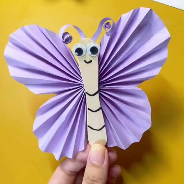 Here Is The Final Output-Show Kids How To Make A Butterfly Out Of Paper and Popsicle Sticks 