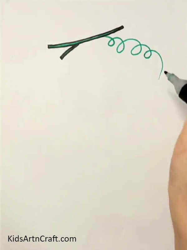 Drawing Stem On Paper Using Green Pen- Phenomenal Paper Grape Craft Thought For Newbies 